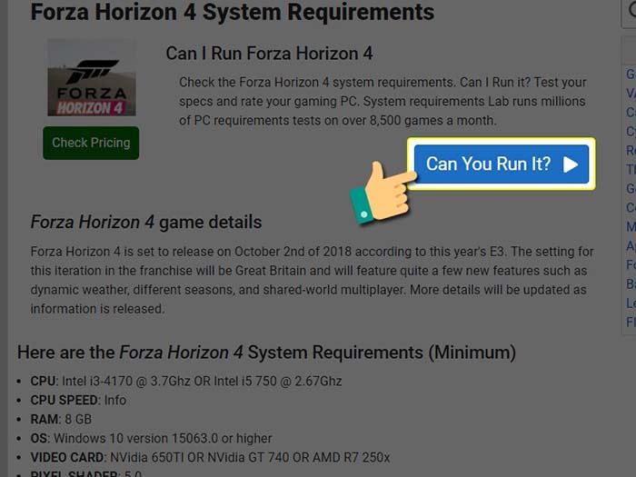 Cấu hình chơi Forza Horizon 4 trên máy tính PC